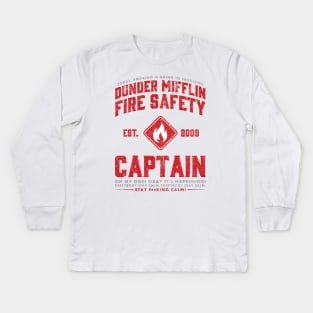 Dunder Mifflin Fire Safety Captain Kids Long Sleeve T-Shirt